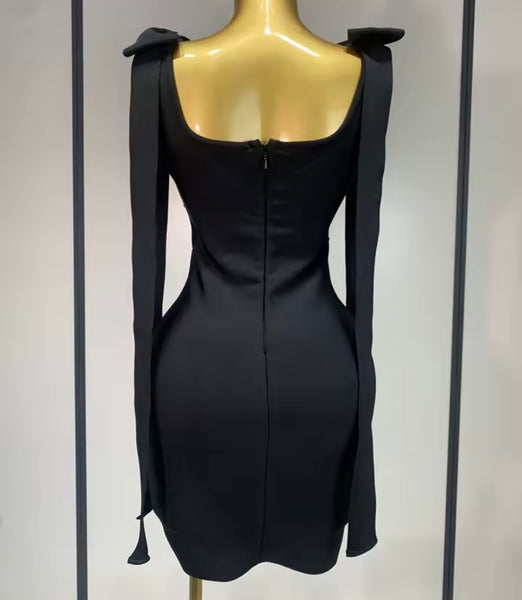Women Sexy Black Tie Up Sleeveless Rhinestone Dress