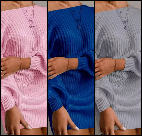 Women Sexy Fashion Off The Shoulder Sweater Dress