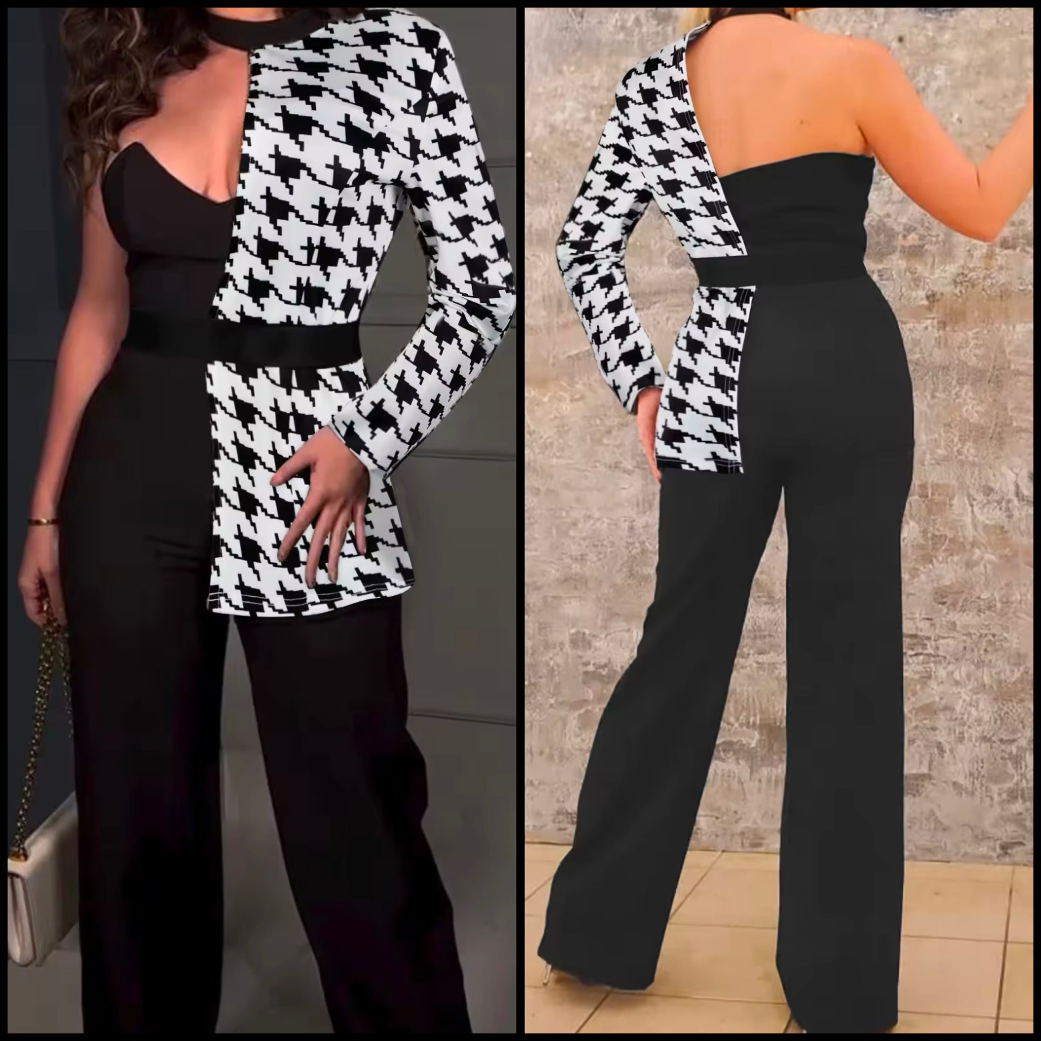 Women Fashion One Shoulder Blazer Jumpsuit