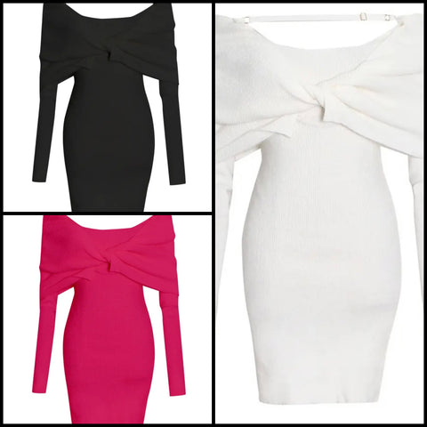 Women Sexy Solid Color Off The Shoulder Full Sleeve Dress