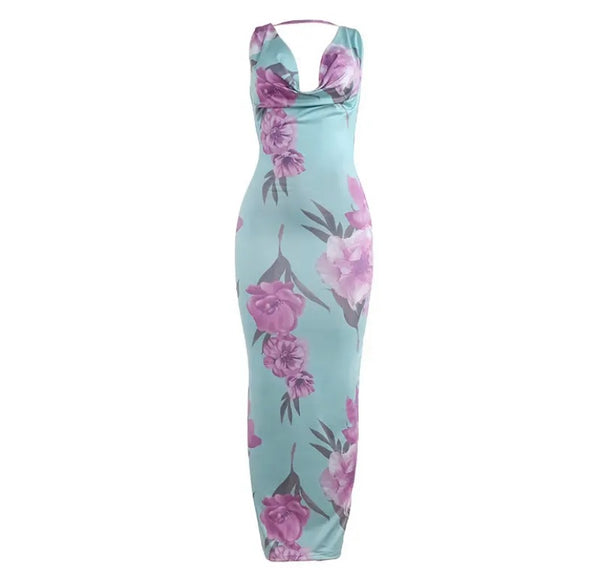 Women Sleeveless Floral Sexy Maxi Dress