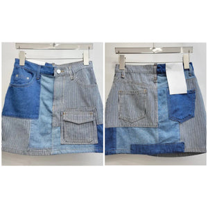 Women Sexy Fashion Color Patchwork Denim Skirt