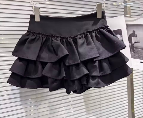 Women Sexy Lace Full Sleeve Two Piece Ruffled Skirt Set