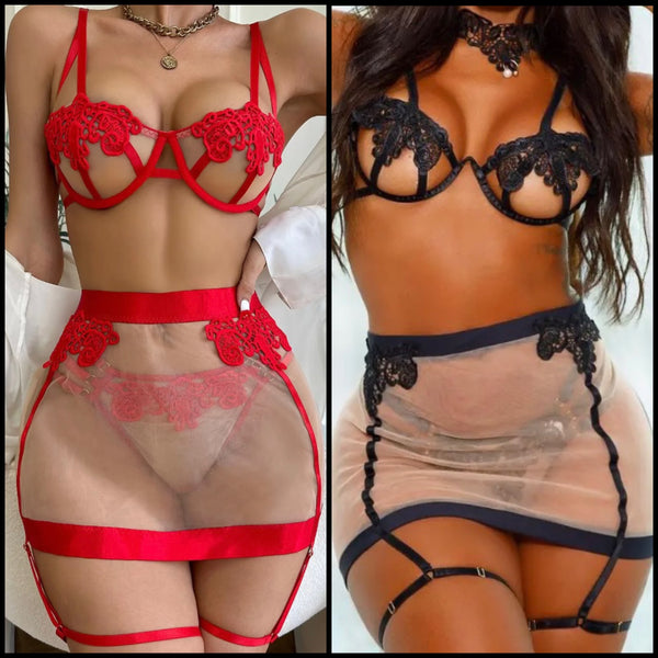 Women Sexy Lace Mesh Lingerie Set