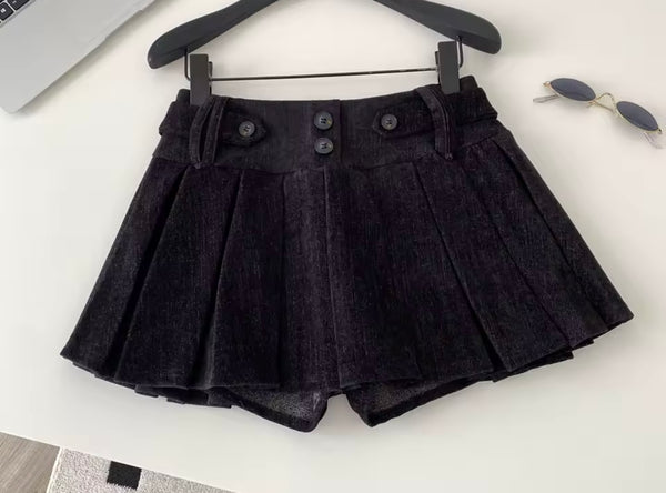 Women Sexy Fashion Button Up Pleated Skirt