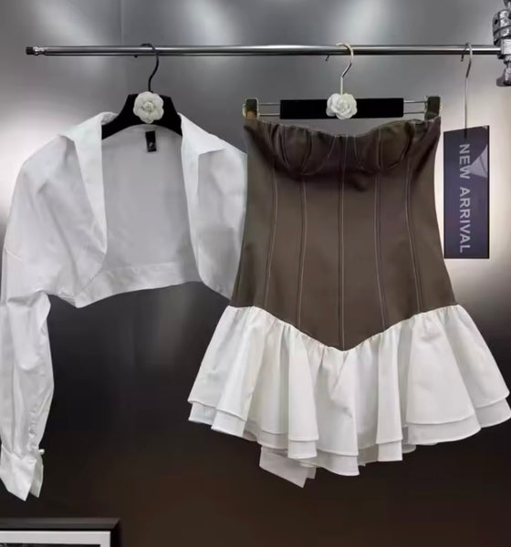 Women Sexy Fashion Ruffled Two Piece Dress