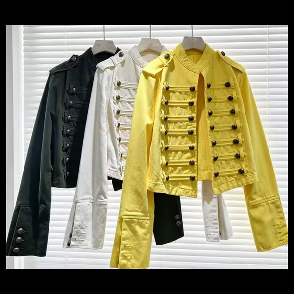 Women Color Fashion Button Jacket