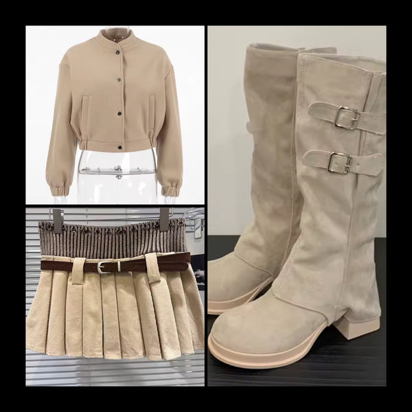 Women Suede Detachable Round Toe Fashion Knee/Ankle Boots