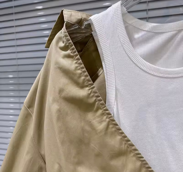 Women Fashion Khaki Tracksuit Two Piece Pant Set
