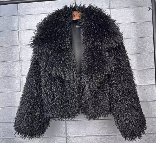 Women Fashion Color Faux Fur Jacket