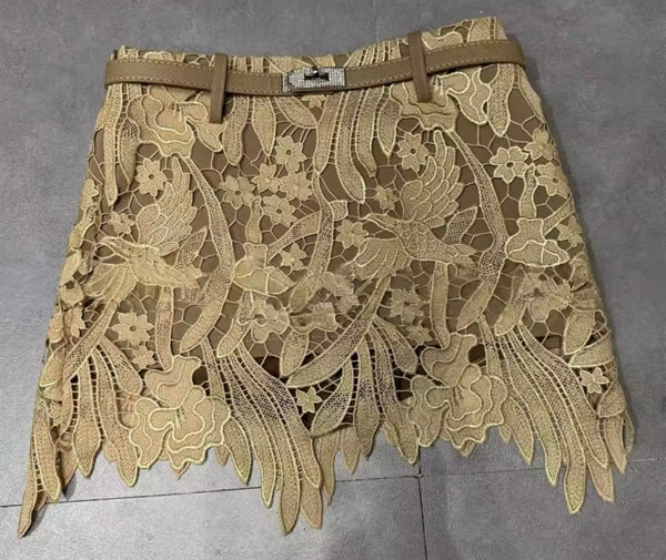Women Sexy Fashion Floral Lace Skirt