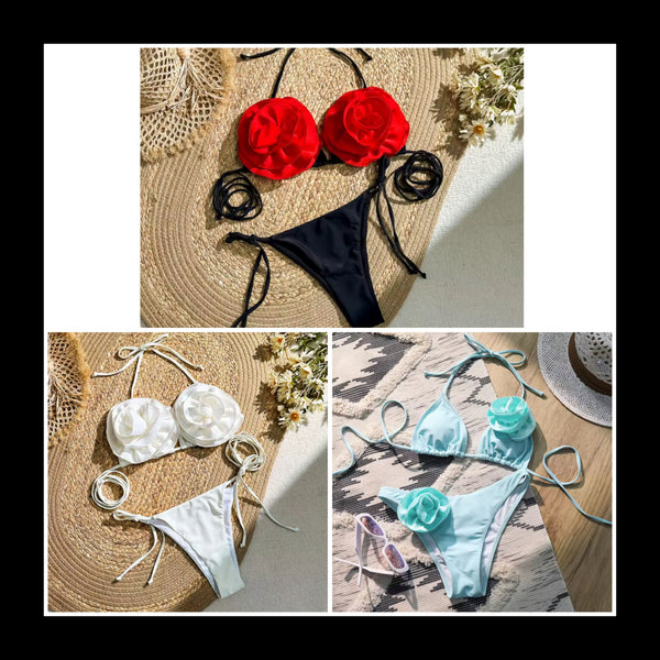 Women Sexy Floral Halter Bikini Swimsuit