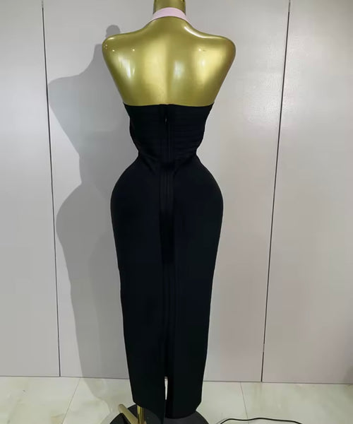 Women Sexy Color Patchwork Halter Sleeveless Maxi Dress
