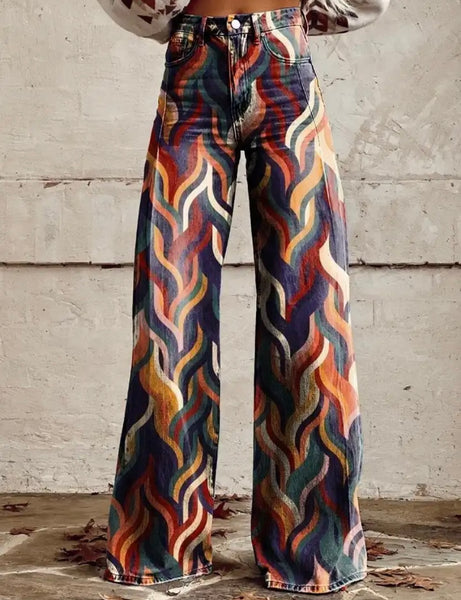 Women Printed Fashion Wide Leg Pants