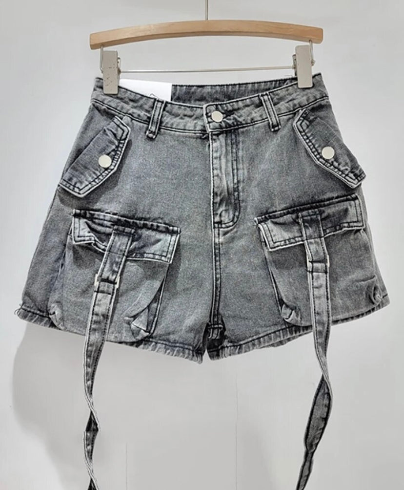 Women Fashion Denim Cargo Shorts