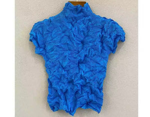 Women Color Short Sleeve Crinkle Fashion Top