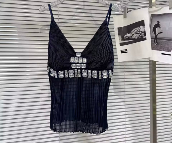Women Bling Sleeveless Tank Two Piece Sexy Skirt Set