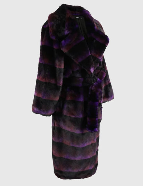 Women Colorful Faux Fur Fashion Trench Jacket