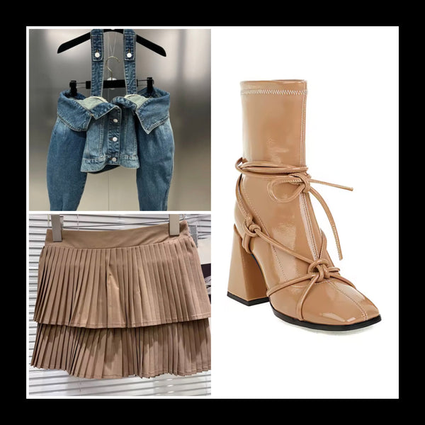 Women Fashion Color Patent Leather Lace Up Ankle Boots