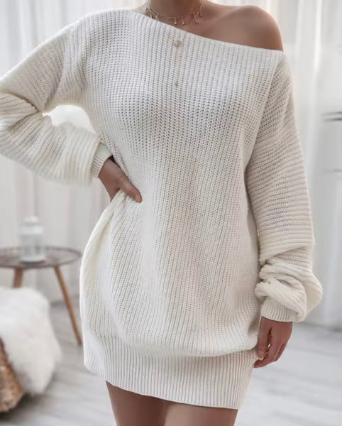 Women Sexy Fashion Full Sleeve Knitted Sweater Dress