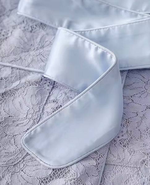 Women Fashion Blue Lace Full Sleeve Blazer Two Piece Pant Set
