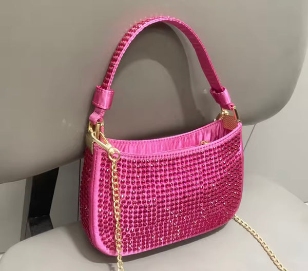 Women Color Fashion Rhinestone Handbag Purse