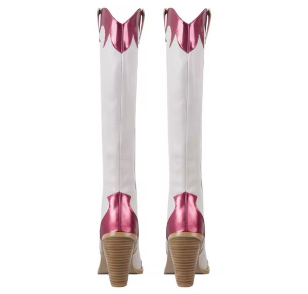 Women Fashion Color Pointed Toe Knee High Western Boots