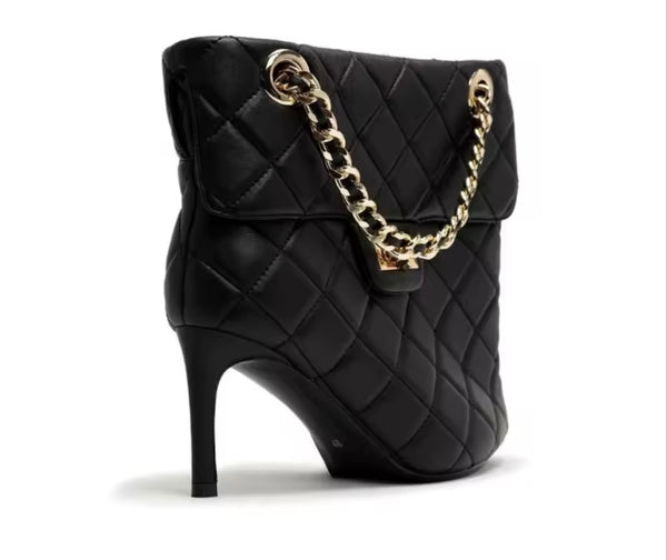 Women Fashion Chain Lock High Heel Ankle Boots