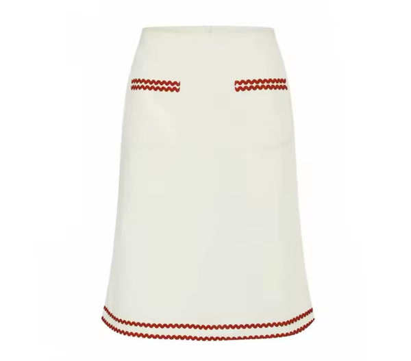 Women Sleeveless Embroidered Striped Two Piece Skirt Set