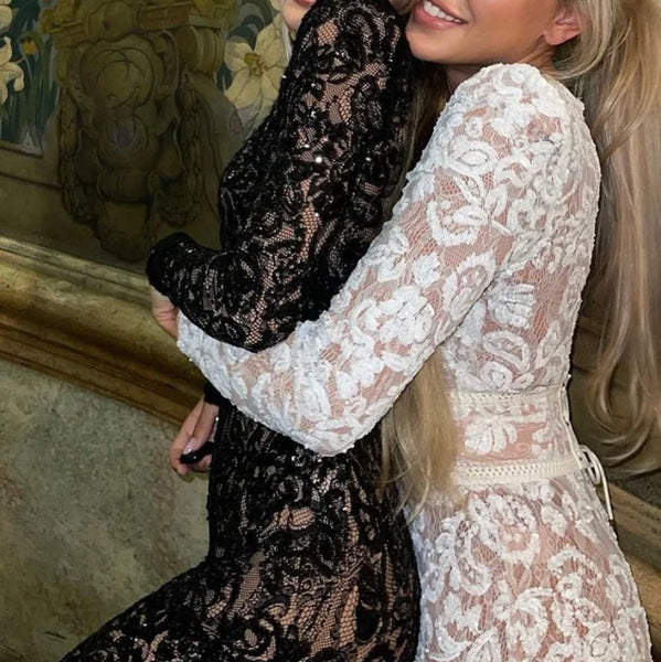 Women Sexy Fashion Full Sleeve Lace Jumpsuit