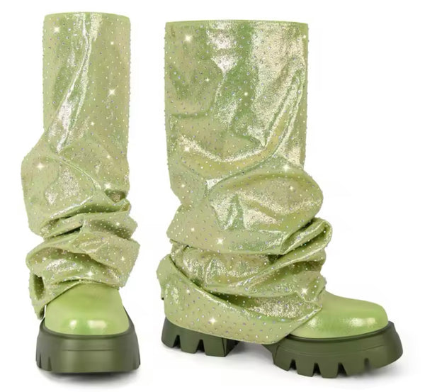 Women Color Fashion Faux Leather Knee High Boots