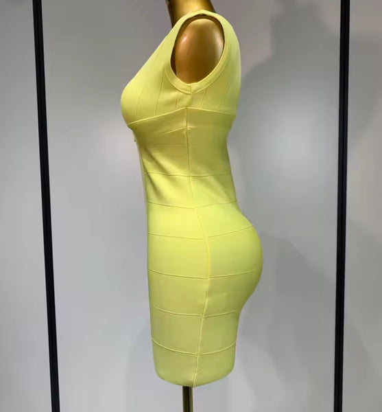 Women Sexy Front Zipper Sleeveless Bandage Dress