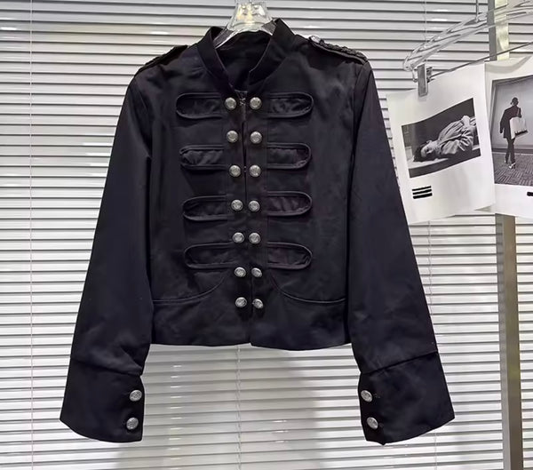 Women Fashion Button Vintage Jacket