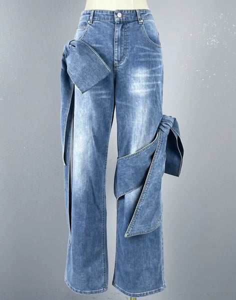 Women Sexy Fashion Sleeveless Tie Up Denim Two Piece Pant Set
