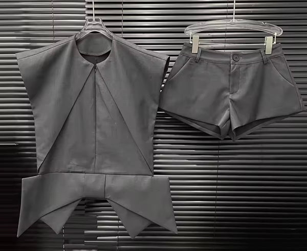 Women Sleeveless Bow Fashion Two Piece Short Set