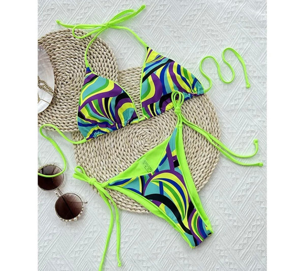 Women Sexy Halter Multicolored Bikini Swimsuit