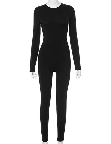 Women Black Sexy Fashion Full Sleeve Heart Cut Out Jumpsuit