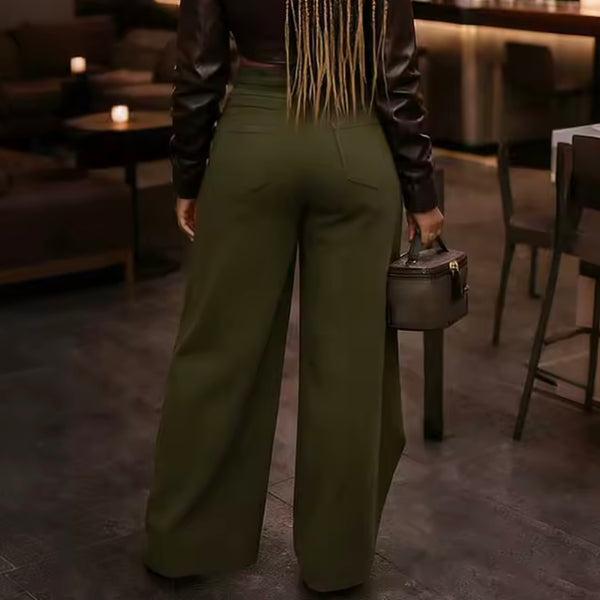 Women Fashion Wide Leg Wrap Denim Pants