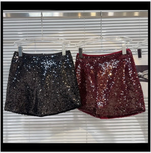 Women Sexy Solid Color Sequins Short Skirt