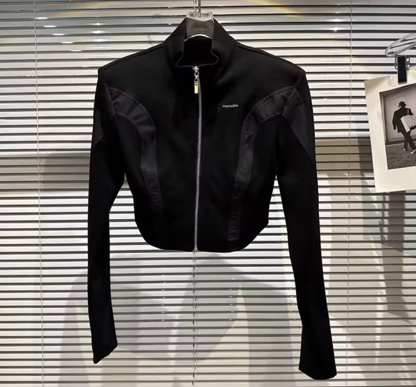 Women Black Fashion Zip Up Jacket
