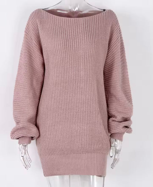 Women Sexy Fashion Full Sleeve Knitted Sweater Dress