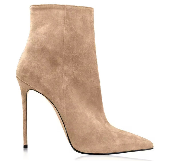 Women Color Fashion Suede High Heel Ankle Boots