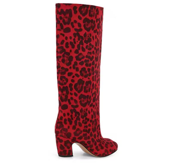 Women Fashion Square Toe Suede Knee High Boots