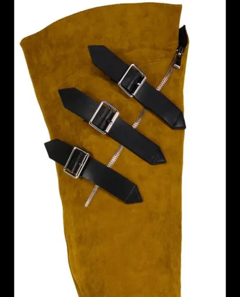 Women Fashion Suede Buckled Zipper Over The Knee Boots
