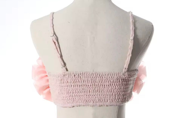 Women Pink Sexy 3D Floral Sleeveless Two Piece Pant Set