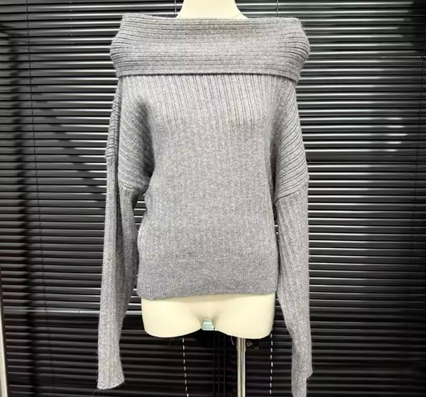 Women Gray Off The Shoulder Ribbed Two Piece Short Set