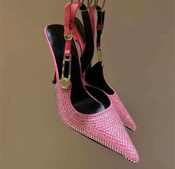 Women Fashion Bling High Heel Sling Back Shoes