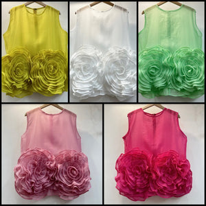 Women Ruffled Floral Mesh Sleeveless Fashion Top
