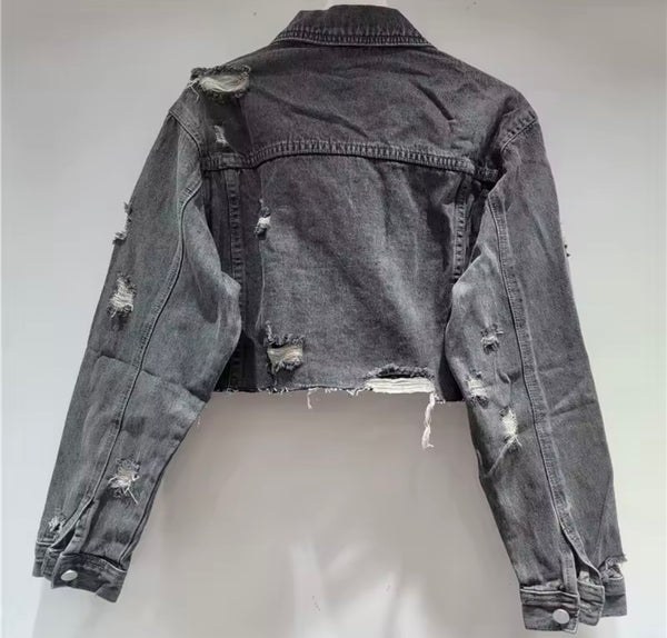 Women Color Crystal Rhinestone Tassel Denim Two Piece Skirt Set