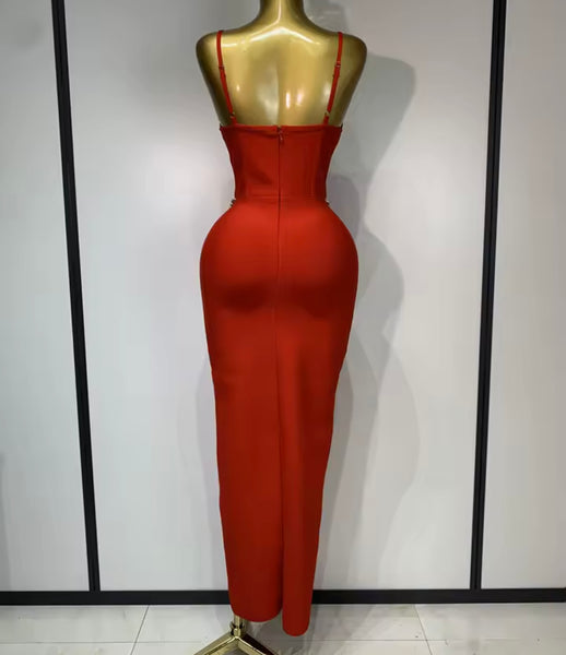 Women Sexy Sleeveless Crystal Rhinestone Maxi Dress